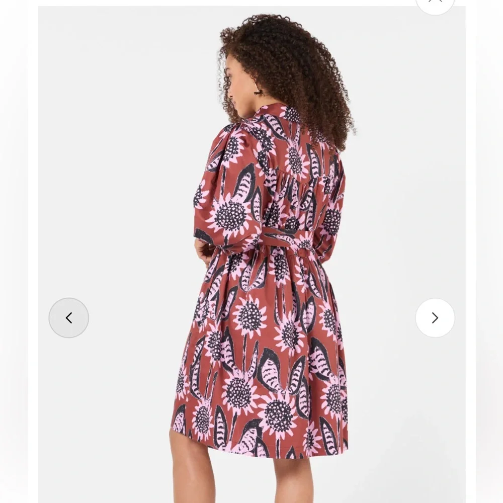 gorman Pink and Brown Floral Long Sleeve Shirt Dress - Picture 2 of 8